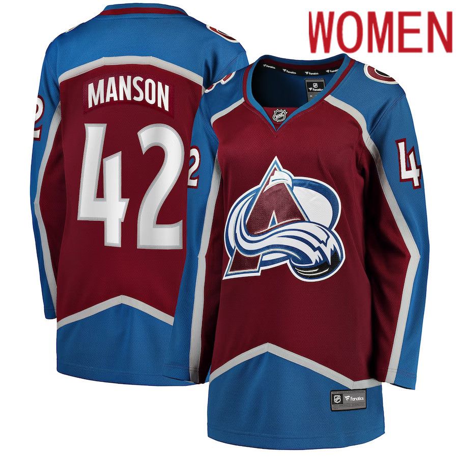 Women Colorado Avalanche #42 Josh Manson Fanatics Branded Burgundy Home Breakaway Player NHL Jersey